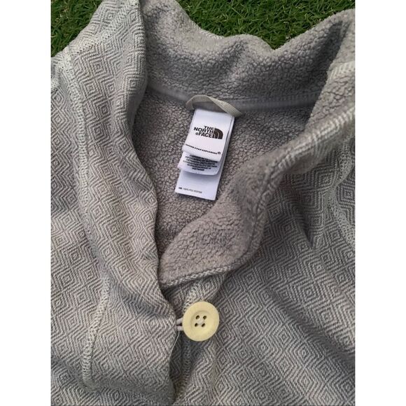 The North Face Crescent Ridge Shawl Gray FLEECE 1 button SWEATER JACKET Womens X - Picture 6 of 6